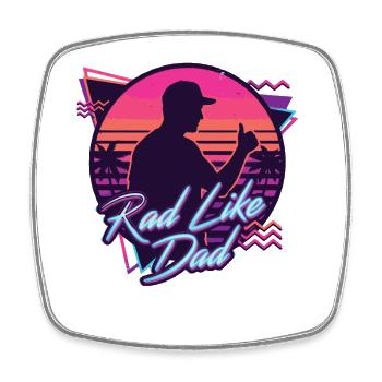 Rad Like Dad Retro Neon Design - Square fridge magnet - white - Front