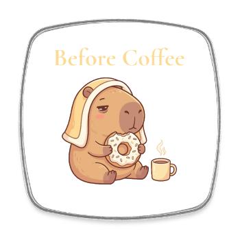 Capybara avec motif de beignet et cozy à café - Magnet carré - blanc - Devant
