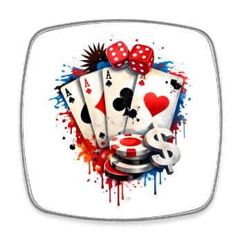 Illustration de cartes de poker et de dés Casino - Magnet carré - blanc - Devant