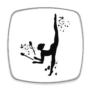 Gymnast With Clubs Rhythmic Gymnastics - Square fridge magnet - white - Front