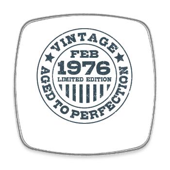 Limited Edition February 1976 Birthday Gift - Square fridge magnet - white - Front