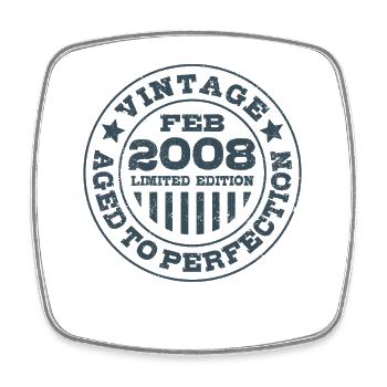 Limited Edition February 2008 Birthday Gift - Square fridge magnet - white - Front