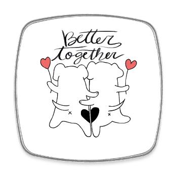 Cute Couple Love Illustration - Square fridge magnet - white - Front