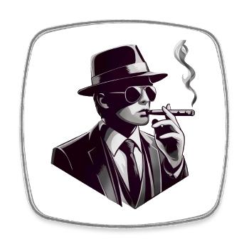 Noir Gentleman avec un cigare - Magnet carré - blanc - Devant