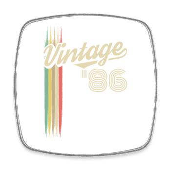Vintage 86 Retro Stripes Logo - Viereckiger Kühlschrankmagnet - Weiß - Vorne