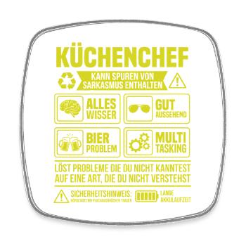 Küchenchef – Kann Spuren von Sarkasmus enthalten - Viereckiger Kühlschrankmagnet - Weiß - Vorne