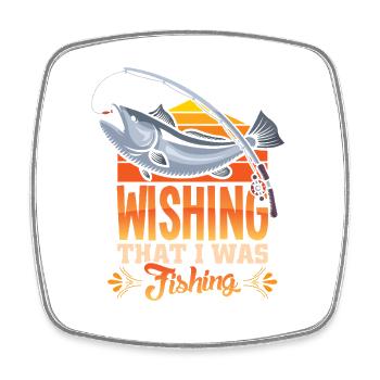 Fishing Angler Fish Fisherman Sayings Petri Heil - Square fridge magnet - white - Front
