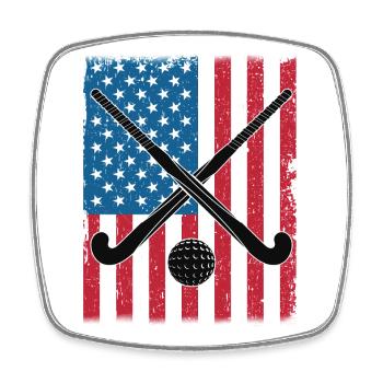 Field Hockey USA Flagge - Viereckiger Kühlschrankmagnet - Weiß - Vorne