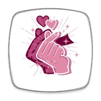 Kpop Doigt Cœur Coréen Pop Mignonne Amour Coré Kpop - Magnet carré - blanc - Devant