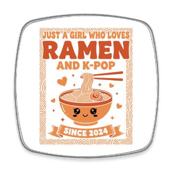 Just A Girl Ramen And K-Pop Since 2024 Korean - Square fridge magnet - white - Front