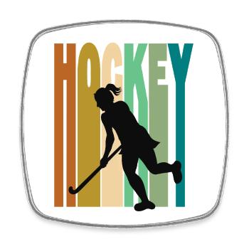 Hockey sur gazon féminin rétro vintage - Magnet carré - blanc - Devant