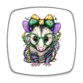 Partymaus mit Glitzer-Accessoires - Viereckiger Kühlschrankmagnet - Weiß - Vorne