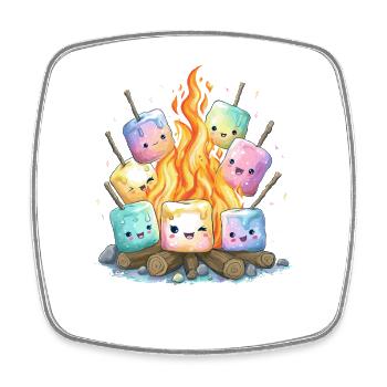 Lagerfeuer Marshmallows Spaß - Viereckiger Kühlschrankmagnet - Weiß - Vorne