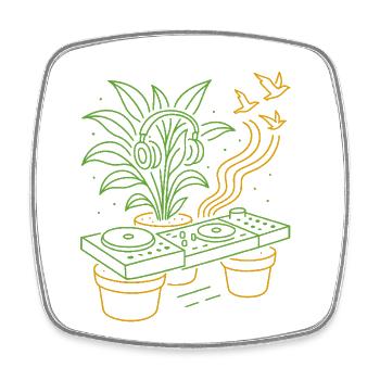Green Groove DJ Plants - Square fridge magnet - white - Front