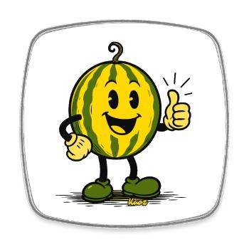 Fröhliche Wassermelone Cartoon - Viereckiger Kühlschrankmagnet - Weiß - Vorne