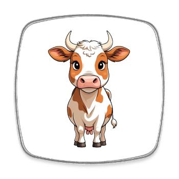 Cow Caricature: Cute and Brave - Square fridge magnet - white - Front