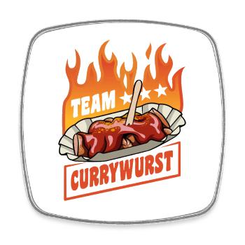 Équipe Currywurst | Flammes de la restauration rapide | Culte - Magnet carré - blanc - Devant