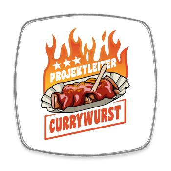 Project Manager Currywurst | Fast Food | Flames - Square fridge magnet - white - Front