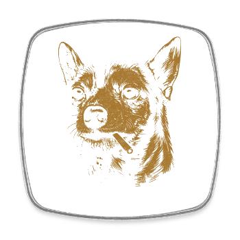 Chihuahua Raucht Lustiger Hunde Humor Meme - Viereckiger Kühlschrankmagnet - Weiß - Vorne
