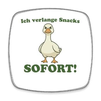 Angry Goose: I demand snacks NOW! - Square fridge magnet - white - Front