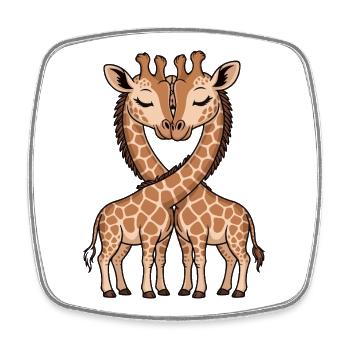 COUPLES IN LOVE GIRAFFES HEART - Square fridge magnet - white - Front