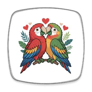 Parrots Couple Birds - Square fridge magnet - white - Front