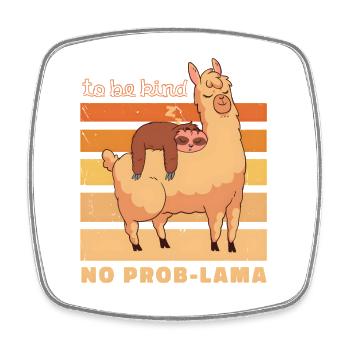 No Prob-Lama & Faultier: Be Kind Retro Design - Viereckiger Kühlschrankmagnet - Weiß - Vorne