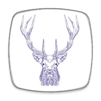 Tech Deer – Geometrischer Hirsch in Blau - Viereckiger Kühlschrankmagnet - Weiß - Vorne