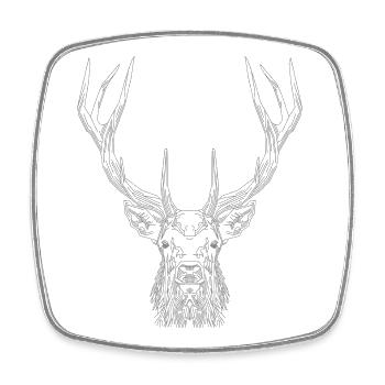 Tech Deer – Geometrischer Hirsch in Grau - Viereckiger Kühlschrankmagnet - Weiß - Vorne