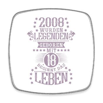 Legenden Jahrgang 2008 18 Geburtstag Vintage Retro - Viereckiger Kühlschrankmagnet - Weiß - Vorne