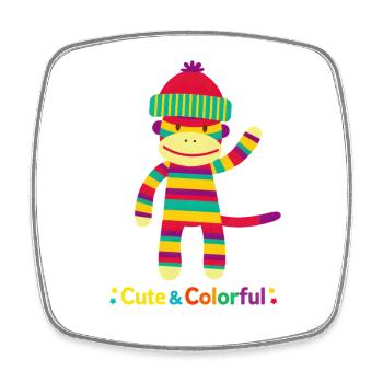Bunter Streifen-Affe: Cute & Colorful Design - Viereckiger Kühlschrankmagnet - Weiß - Vorne