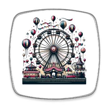 Ferris Wheel Night Festival Carousel Parade - Square fridge magnet - white - Front
