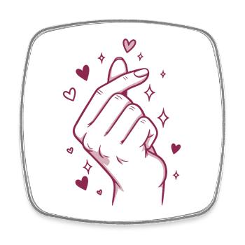 Kpop Musique coréenne Doigts mignons Cœur Amour Corée - Magnet carré - blanc - Devant