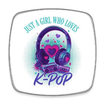 Juste une fille qui adore la musique coréenne de la K-pop mignonne - Magnet carré - blanc - Devant
