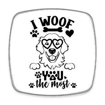 I Woof You Dog Love with Paws ich belle dich an  - Viereckiger Kühlschrankmagnet - Weiß - Vorne