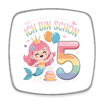 I'm already 5 Mermaid Birthday - Square fridge magnet - white - Front