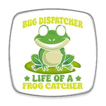 Chasse-grenouilles, répartiteur de micro-insectes, la vie d’une grenouille attrape-chasse-chasse - Magnet carré - blanc - Devant