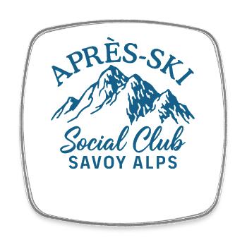 Apres Ski Social Club Savoy Alps Skifahren - Viereckiger Kühlschrankmagnet - Weiß - Vorne