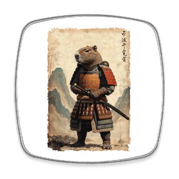 Samouraï, Capybara, Art japonais, Anime - Magnet carré - blanc - Devant