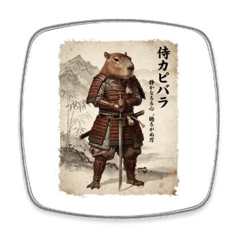 Samouraï, Capybara, Art japonais, Anime - Magnet carré - blanc - Devant
