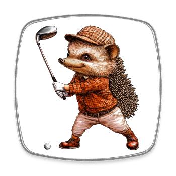 Igel Golf - Viereckiger Kühlschrankmagnet - Weiß - Vorne