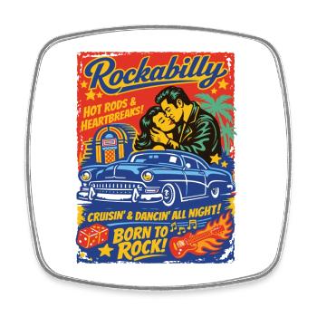 Rockabilly Vintage 50s Rock & Roll | Born to rock - Viereckiger Kühlschrankmagnet - Weiß - Vorne