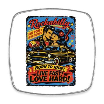 Rockabilly Vintage 50s Rock & Roll | Born to ride - Viereckiger Kühlschrankmagnet - Weiß - Vorne
