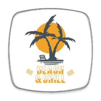 Beach & Chill Palmen Sunset - Viereckiger Kühlschrankmagnet - Weiß - Vorne