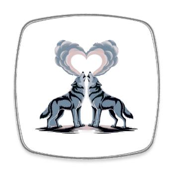 Heart Wolves: Twin Love - Wolves Couple - Square fridge magnet - white - Front