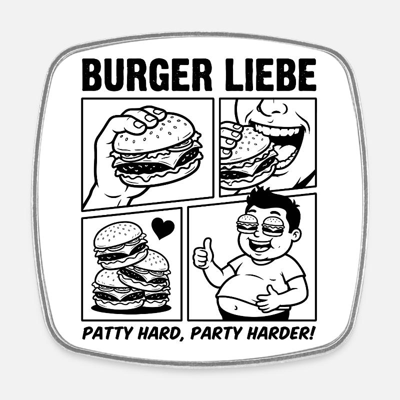 Burger Liebe – Pâte Dure ! - Magnet carré - blanc