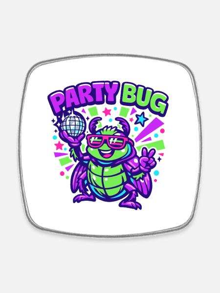 Party Bug  - Viereckiger Kühlschrankmagnet - Weiß