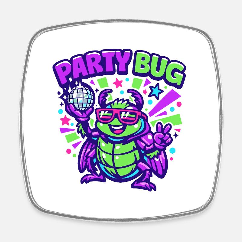 Party Bug  - Viereckiger Kühlschrankmagnet - Weiß
