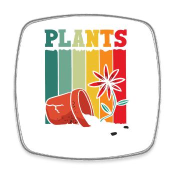 Plants Plant Lover Retro Gardening - Square fridge magnet - white - Front