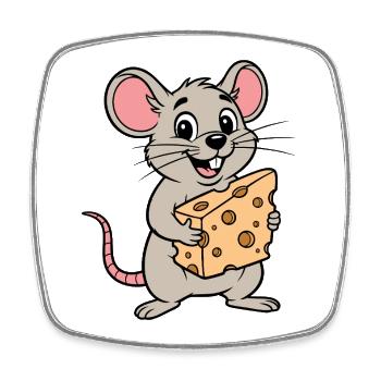 Cheeky Mouse Cartoon with Cheese - Square fridge magnet - white - Front